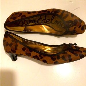 SOLD Ballerina Heels French Girl Chic Sam Edelman Leopard Low Kitten Heel Rouje